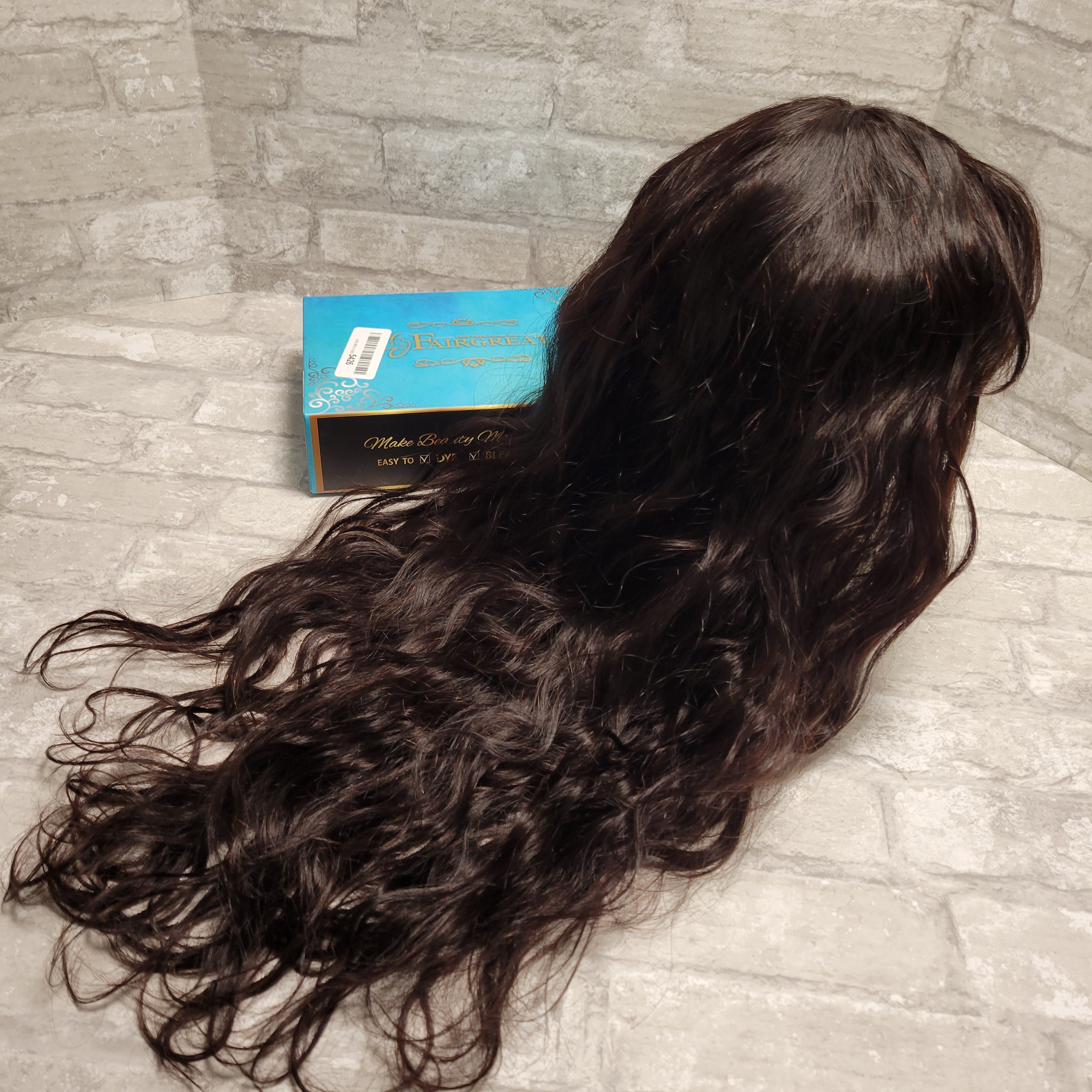 Lace Front Wig, Bangs Natural Wave, 22" Natural Black (8038526058734)